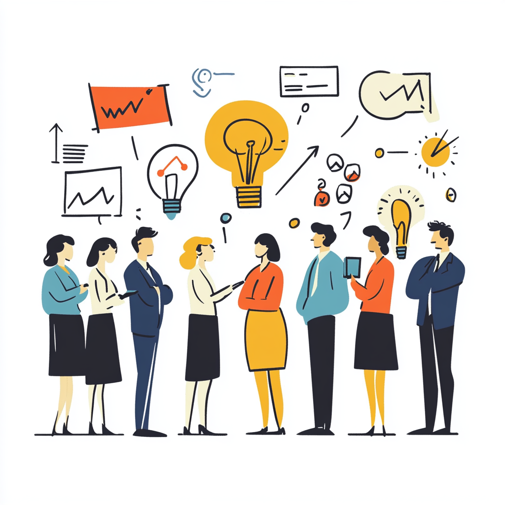 Groupe de professionnels autour d'idées et d'innovation